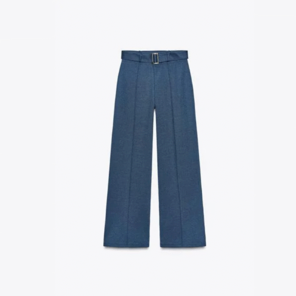 TWILL TROUSERS WITH SEAM AND BELT