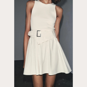 TWILL DRESS WITH CONTRAST BELT